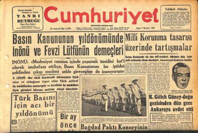 Cumhuriyet Gazetesi 7 Haziran 1957 - Donanmamız Karadeniz Tatbikatından Dün Döndü GZ119865 - 1