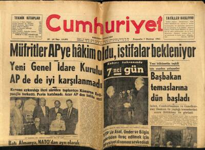 Cumhuriyet Gazetesi 7 Haziran 1962 - Müfritler APye Hakim Oldu İstifalar Bekleniyor GZ58973 - 1