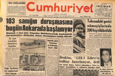 Cumhuriyet Gazetesi 7 Haziran 1963 - Tahrandaki Gerici Nümayişlerinde 200 Kişi Öldürüldü - İhsan Dorukun Mirasının 30 Milyon Olduğu Anlaşıldı GZ120682 - 1