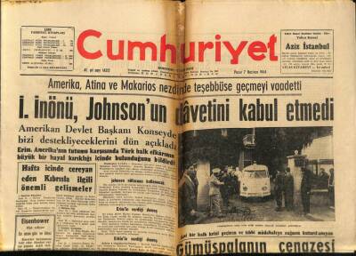 Cumhuriyet Gazetesi 7 Haziran 1964 - İsmet İnönü Johnsonun Davetini Kabul Etmedi, Gümüşpala Öldü, Singer Buzdolabı Reklamı GZ87967 - 1