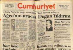 Cumhuriyet Gazetesi 7 Haziran 1985 - Ağcanın Aracısı Doğan Yıldırım GZ62174 - 1
