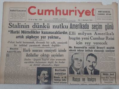 Cumhuriyet Gazetesi 7 Kasım 1944 - Stalinin Dünkü Nutku GZ71851 - 1