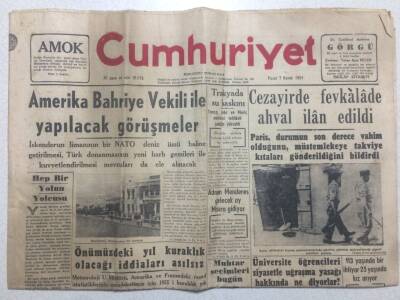 Cumhuriyet Gazetesi 7 Kasım 1954 - Cezayir de Fevkalade Ahval İlan Edildi GZ52465 - 1
