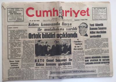 Cumhuriyet Gazetesi 7 Kasım 1964 -Nato Genel Sekreteri İle Kıbrıs Konusu Görüşüldü GZ6185 - 2