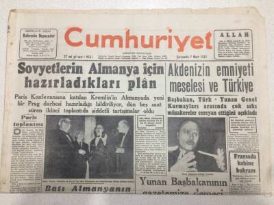 Cumhuriyet Gazetesi 7 Mart 1951 - Sovyetlerin Almanya İçin Hazırladığı Plan GZ52629 - 1