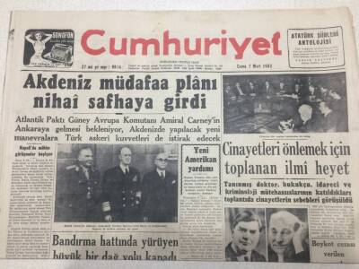 Cumhuriyet Gazetesi 7 Mart 1952 - Akdeniz Müdafaa Planı Nihai Safhaya Girdi GZ52727 - 1