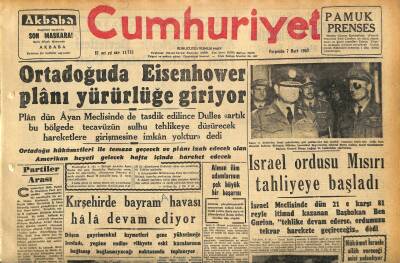Cumhuriyet Gazetesi 7 Mart 1957 - Galatasarayın İlk Mağlubiyeti - Ortadoğuda Eisenhower Plânı Yürürlüğe Giriyor GZ120797 - 1