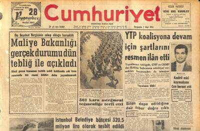 Cumhuriyet Gazetesi 7 Mart 1963 - Celâl Bayar Tedavi İçin Ankaraya Götürülecek - YTP Koalisyona Devam İçin Şartlarını Resmen İlân Etti GZ120531 - 1