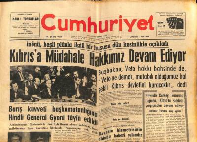 Cumhuriyet Gazetesi 7 Mart 1964 - Barış Kuvveti Başkomutanlığına Handli General Gyani Tayin Edildi GZ88109 - 1