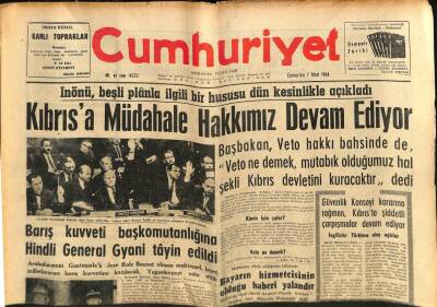 Cumhuriyet Gazetesi 7 Mart 1964 - Yunan Kralı Paul Dün Öldü GZ80305 - 1