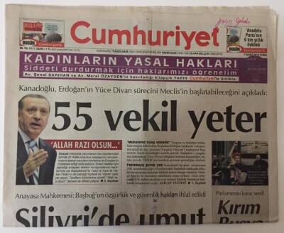 Cumhuriyet Gazetesi 7 Mart 2014 - Kanadoğlu ,Erdoğanın Yüce Divan Sürecini Meclisin Başlatabileceğini Açıkladı 55 Vekil Yeter GZ28309 - 1