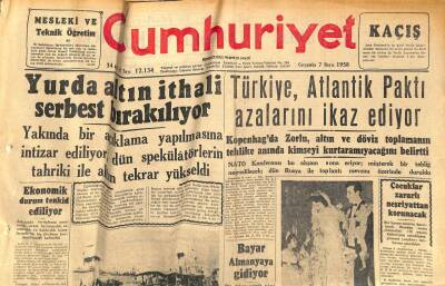 Cumhuriyet Gazetesi 7 Mayıs 1958 - Kıbrıs Mehteri Bekliyor - Türkiye , Atlantik Paktı Azalarını İkaz Ediyor GZ120440 - 1