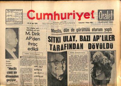 Cumhuriyet Gazetesi 7 Mayıs 1966 - 600 İşçi Kömür Ocağına Girmedi - M. Dirik APden İhraç Edildi GZ98063 - 1