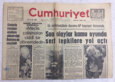 Cumhuriyet Gazetesi 7 Mayıs 1966 - Son Olaylar Kamu Oyunda Sert Tepkilere Yol Açtı - GZ19197 - 1