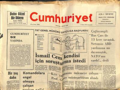 Cumhuriyet Gazetesi 7 Mayıs 1975 - İsmail Cem Kendisi İçin Soruşturma İstedi GZ75979 - 1