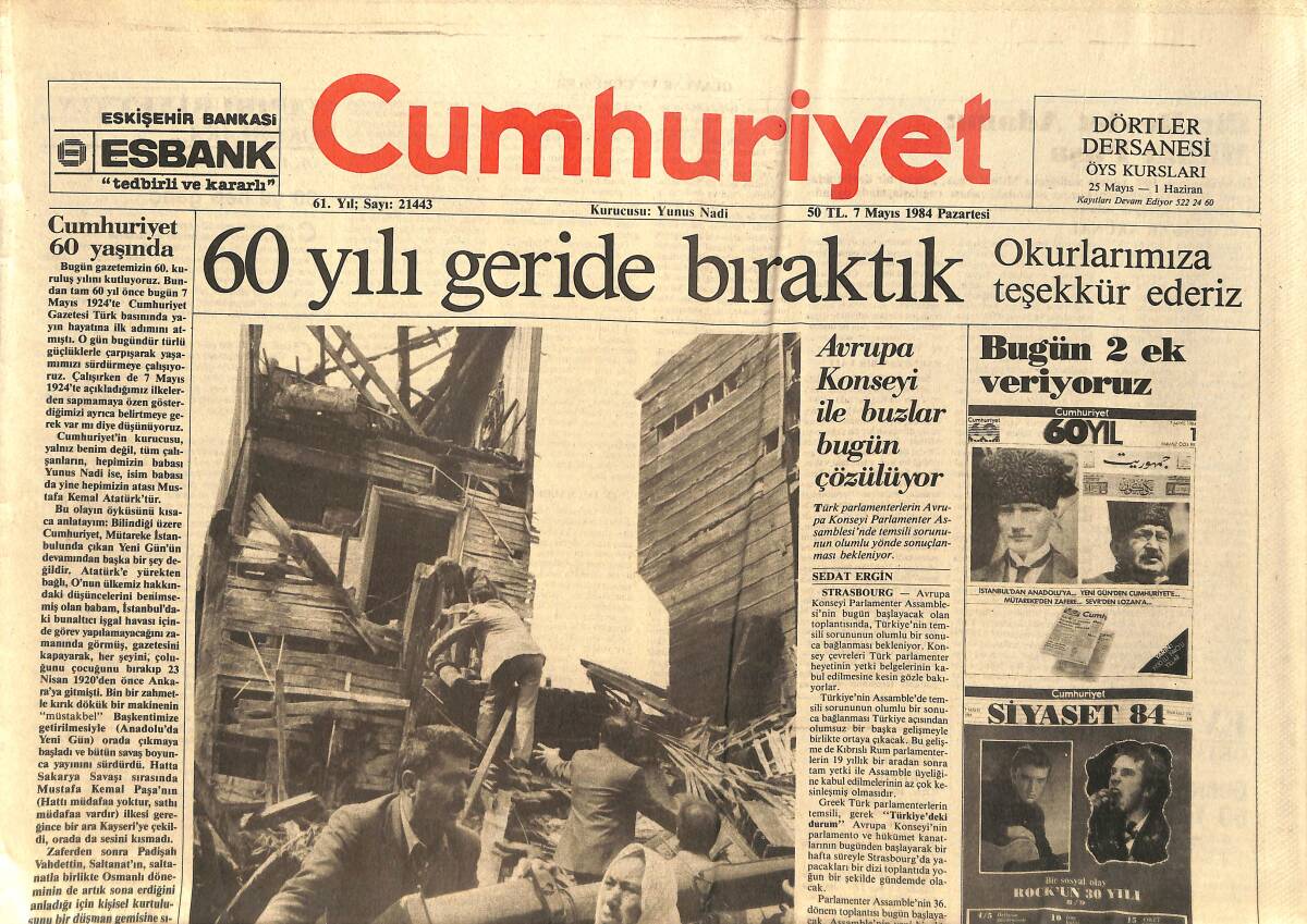 Cumhuriyet Gazetesi 7 Mayıs 1984 - Almanlar , Türklerin Sorunlarını Umursamıyor Bile - Avrupa Konseyi İle Buzlar Bugün Çözülüyor GZ155393 - 1