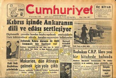 Cumhuriyet Gazetesi 7 Nisan 1957 - Tarsusta Yeni Bir Kâğıd Fabrikası Kuruluyor - Kıbrıs İşinde Ankaranın Dili Ve Edâsı Sertleşiyor GZ120767 - 1