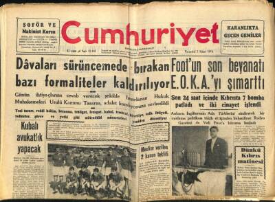 Cumhuriyet Gazetesi 7 Nisan 1958 - Lana Turnerin Gangster Dostu Türkle Evlenmiş - Belediye Seçimlerine CHP Hazırlanıyor GZ98158 - 1