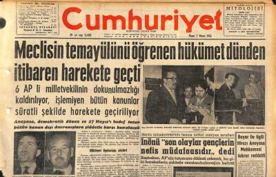 Cumhuriyet Gazetesi 7 Nisan 1963 - Meclisin Temayülünü Öğrenen Hükümet Dünden İtibaren Harekete Geçti GZ120540 - 1