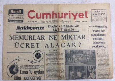 Cumhuriyet Gazetesi 7 Nisan 1966 - Memurlar Ne Miktar Ücret Alacak - GZ19226 - 1