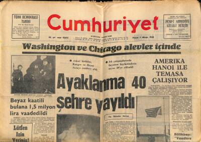 Cumhuriyet Gazetesi 7 Nisan 1968 - Japonyadaki Zenci Amerikan Askerleri Beyazları Dövdüler GZ121324 - 1