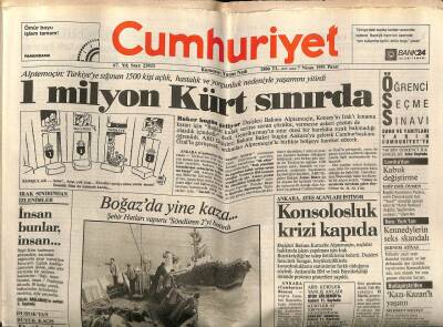 Cumhuriyet Gazetesi 7 Nisan 1991 - Boğazda Yine Kaza GZ62190 - 1
