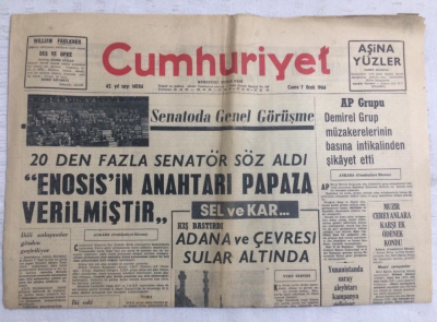 Cumhuriyet Gazetesi 7 Ocak 1966 - MP Grup Odasına Davet Edilen Arsan Dövülüp Dışarı Atıldı - GZ19194 - 1