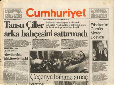 Cumhuriyet Gazetesi 7 Ocak 1995 - Tansu Çiller Arka Bahçesini Sattırmadı - Erbakanın Gümüş Motor Dosyası GZ96722 - 1