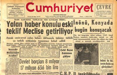 Cumhuriyet Gazetesi 7 Şubat 1960 - Salâhaddin Pınar Dün Vefat Etti - Celâl Bayar Pakistana Gidiyor GZ119988 - 1
