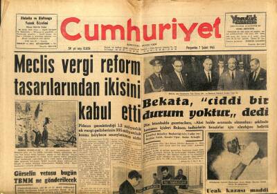 Cumhuriyet Gazetesi - 7 Şubat 1963 - Meclis Vergi Tasarılarından İkisini Kabul Etti GZ99391 - 1