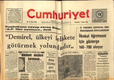 Cumhuriyet Gazetesi 7 Şubat 1966 - Demirel Ülkeyi Felakete Götürmek Yolundadır GZ61842 - 1