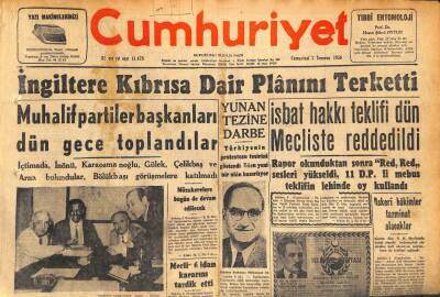 Cumhuriyet Gazetesi 7 Temmuz 1956 - Çırağan Sarayının Turistik Otel Olması Kesinleşti - İngiltere Kıbrısa Dair Planını Terketti GZ119830 - 1
