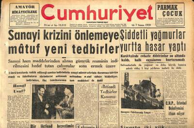 Cumhuriyet Gazetesi 7 Temmuz 1959 - Eskişehirde İki Gazete Dava Edildi - Havagazı Fabrikasında Yangın GZ120140 - 1