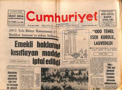Cumhuriyet Gazetesi 7 Temmuz 1971 - Cazın Büyük Ustası Louis Armstrong Öldü GZ83757 - 1