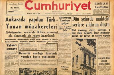 Cumhuriyet Gazetesi 8 Ağustos 1959 - Lastik Fabrikası Kuruluyor - Domates Sandığı Üzerinde Yapılan Basın Toplantısı GZ120303 - 1