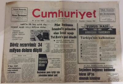 Cumhuriyet Gazetesi 8 Ağustos 1968- Fındıkçılar Protesto Etti GZ6072 - 2