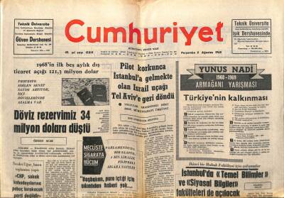 Cumhuriyet Gazetesi 8 Ağustos 1968 - Sınai Kalkınma Bankası Genel Müdürü , Trafik Kazasında Ağır Yaralandı GZ98211 - 1