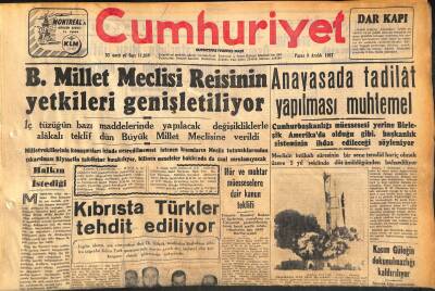 Cumhuriyet Gazetesi 8 Aralık 1957 - İstinye Sırtlarında Bir Eroin İmalâthanesi Basıldı - Kıbrısta Türkler Tehdit Ediliyor GZ119689 - 1