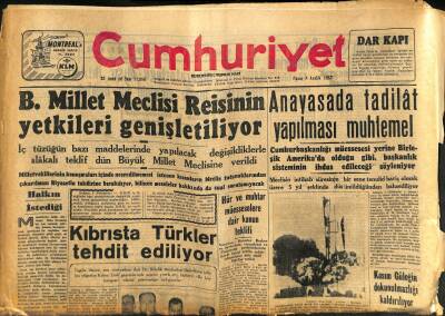 Cumhuriyet Gazetesi 8 Aralık 1957 - İstinye Sırtlarında Bir Eroin İmalâthanesi Basıldı - Kıbrısta Türkler Tehdit Ediliyor GZ121934 - 1