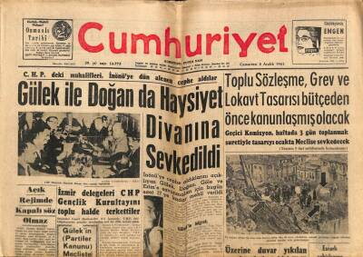 Cumhuriyet Gazetesi 8 Aralık 1962 - Gülek İle Doğan Haysiyet Divanına Sevkedildi GZ70067 - 1