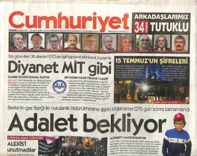 Cumhuriyet Gazetesi 8 Aralık 2016 - Tütengilin Mirası Sahipsiz Değil - Atinada Alexisi Anma Yürüyüşü GZ94487 - 1