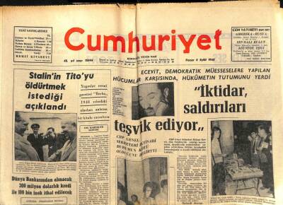 Cumhuriyet Gazetesi - 8 Eylül 1968 - Ecevit İktidar Saldırıları Teşvik Ediyor GZ99489 - 1