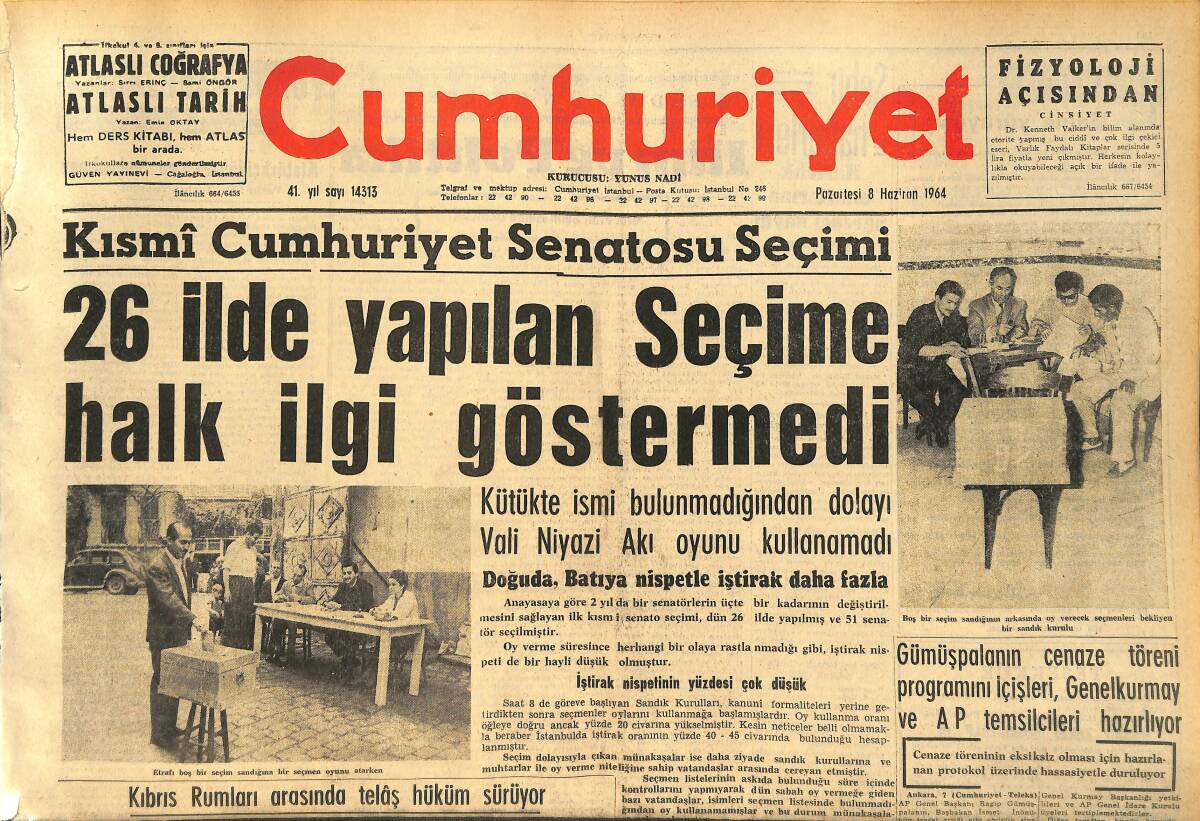 Cumhuriyet Gazetesi 8 Haziran 1964 - Yeşilköy Havaalanında Yapılmakta Olan Tadilat Tenkitler Üzerine Durduruldu GZ160366 - 1