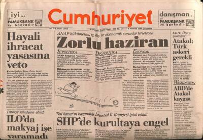 Cumhuriyet Gazetesi 8 Haziran 1988 - ANAP Hükümetini , İç , Dış Ve Ekonomik Sorunlar Terletecek GZ87376 - 1