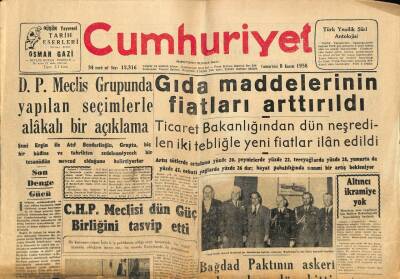 Cumhuriyet Gazetesi 8 Kasım 1958 - Aka Gündüz Vefat Etti - Gıda Maddelerinin Fiatları Arttırıldı GZ98169 - 1