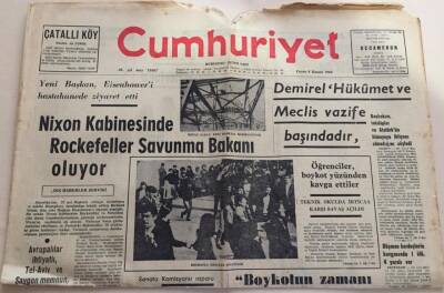 Cumhuriyet Gazetesi 8 Kasım 1968 -Boykotun Zamanı Geçmiştir GZ6026 - 2