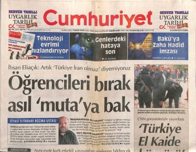 Cumhuriyet Gazetesi 8 Kasım 2013 - Dolmabahçede Yargı İtirafı - Baküya Zaha Hadid İmzası GZ94576 - 1