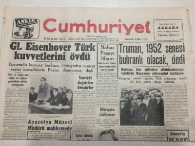 Cumhuriyet Gazetesi 8 Mart 1952 - Ayasofya Müzesi Müdürü Mahkemede GZ52731 - 1