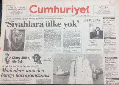 Cumhuriyet Gazetesi 8 Mart 1987 Botha Siyahlara Ülke Yok GZ30980 - 1