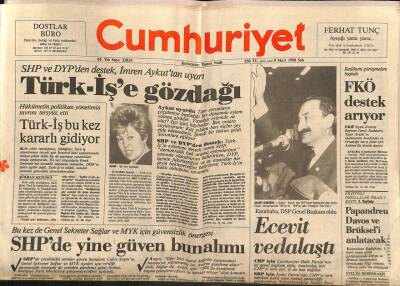 Cumhuriyet Gazetesi 8 Mart 1988 - Hakkari Yüksekovanın İkiyaka Köyüne Çığ Düştü 19 Ölü GZ85091 - 1
